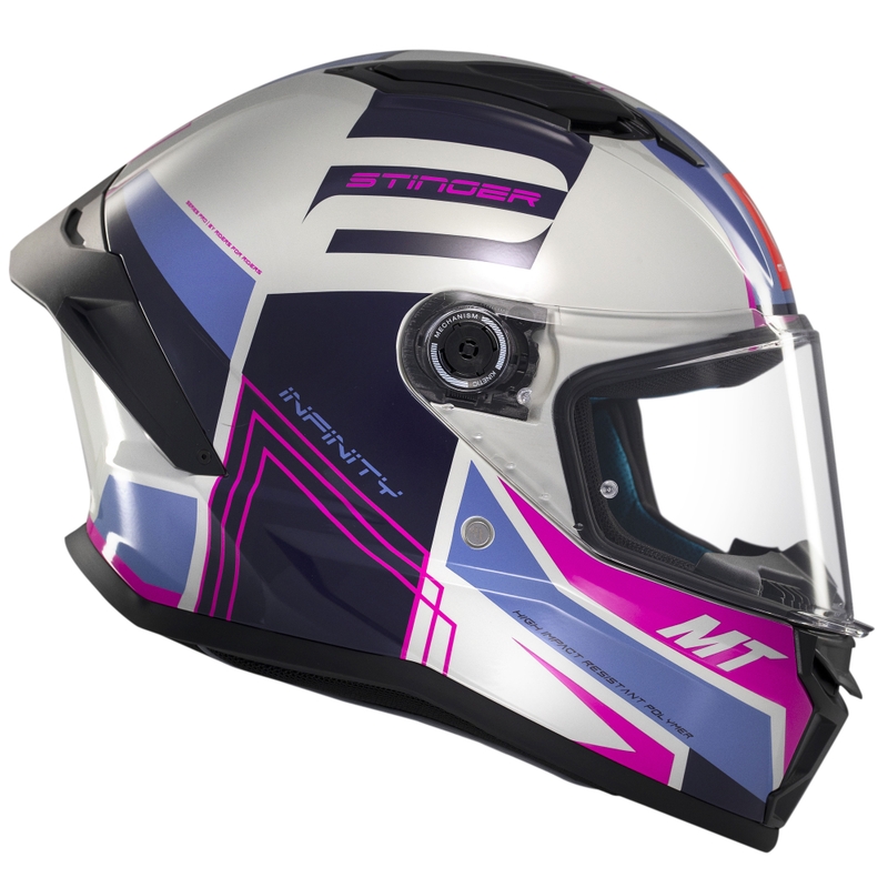 Casque moto intégral MT Stinger 2 Tron gris-violet-rose