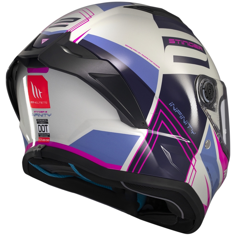 Casque moto intégral MT Stinger 2 Tron gris-violet-rose