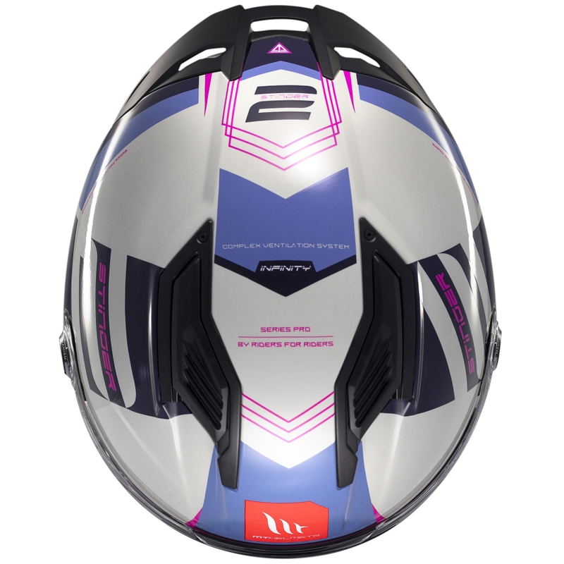 Casque moto intégral MT Stinger 2 Tron gris-violet-rose