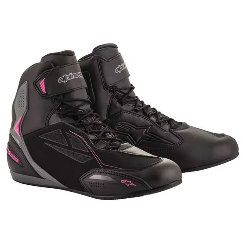 Bottes moto femme Alpinestars Stella Faster 3 Drystar, noir-gris foncé/violet