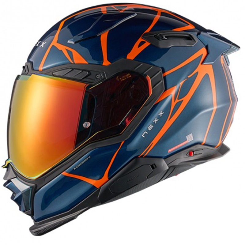 Casque moto intégral Nexx X.WST3 B-Side bleu-orange