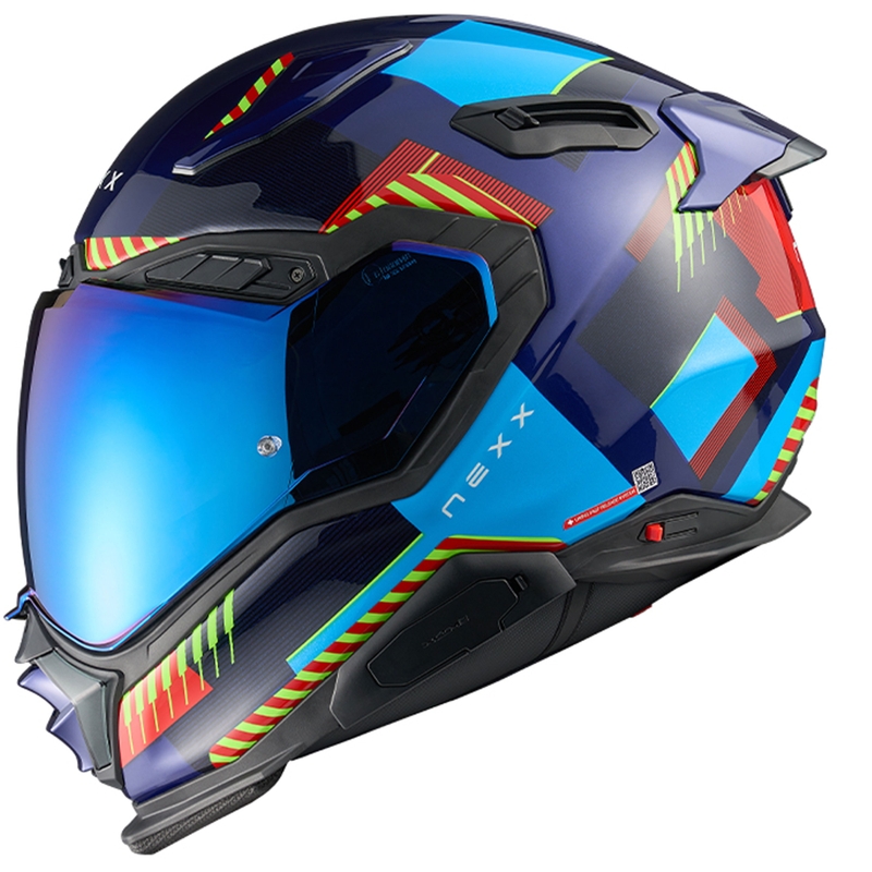 Casque moto intégral Nexx X.WST3 Fluence bleu-rouge soldes