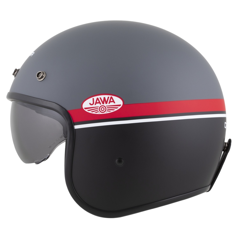 Casque moto jet Cassida Oxygen 2.0 Jawa OHC gris mat-rouge-noir-blanc