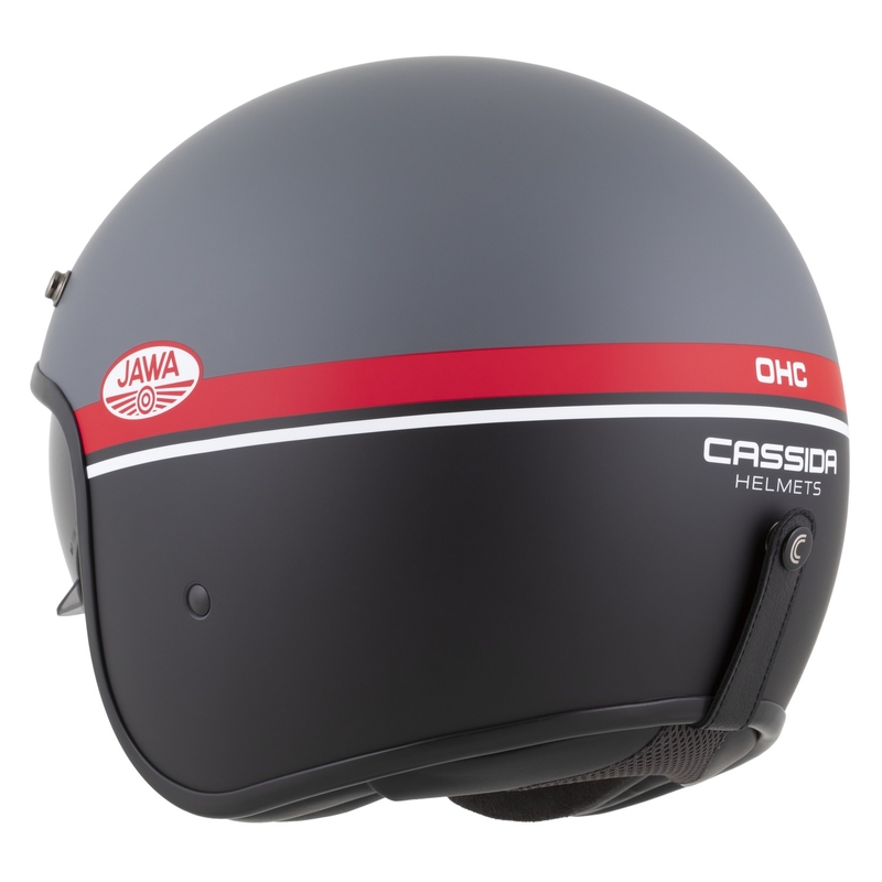 Casque moto jet Cassida Oxygen 2.0 Jawa OHC gris mat-rouge-noir-blanc