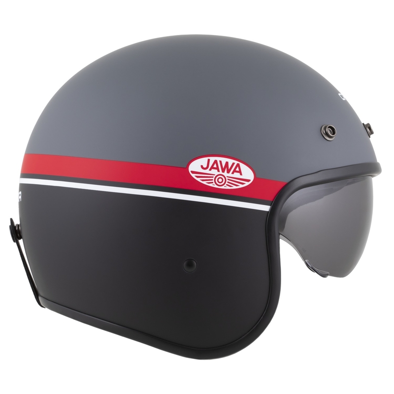 Casque moto jet Cassida Oxygen 2.0 Jawa OHC gris mat-rouge-noir-blanc