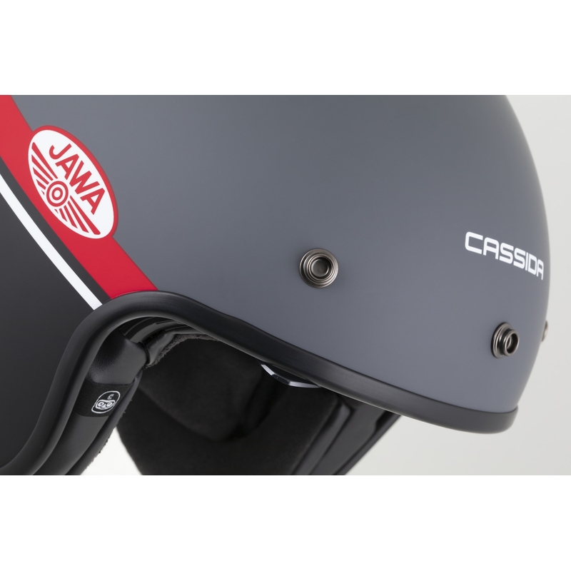Casque moto jet Cassida Oxygen 2.0 Jawa OHC gris mat-rouge-noir-blanc