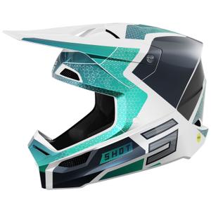 Casque cross Shot Race Phaser perle noir-turquoise-blanc