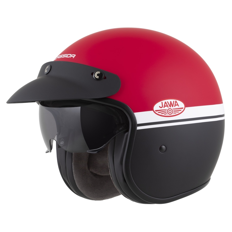 Casque moto jet Cassida Oxygen 2.0 Jawa OHC rouge-noir-blanc mat