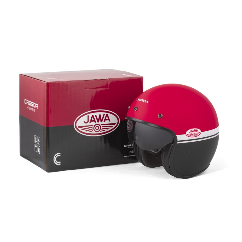Casque moto jet Cassida Oxygen 2.0 Jawa OHC rouge-noir-blanc mat