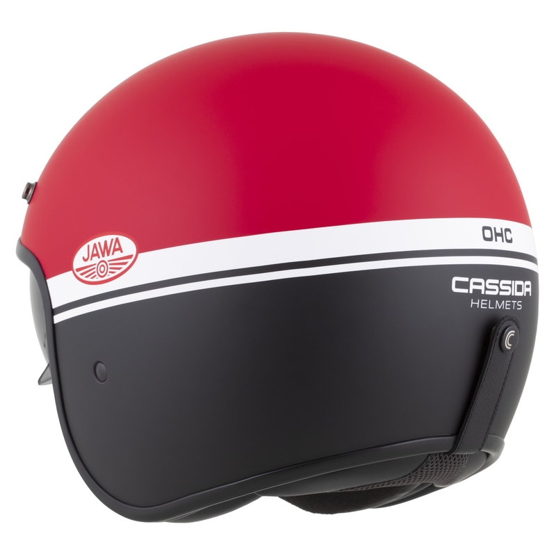 Casque moto jet Cassida Oxygen 2.0 Jawa OHC rouge-noir-blanc mat