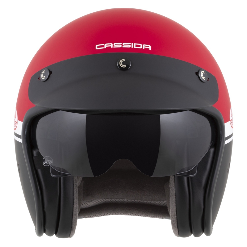 Casque moto jet Cassida Oxygen 2.0 Jawa OHC rouge-noir-blanc mat