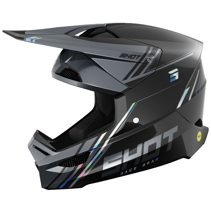 Casque cross Shot Race Sprint perle noir-gris