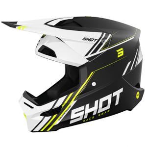 Casque cross Shot Race Sprint noir-blanc-jaune fluo