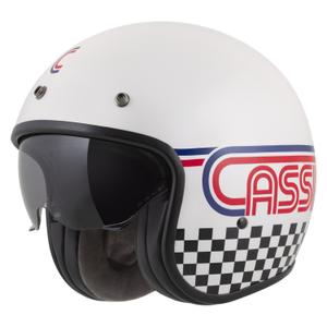 Casque moto jet Cassida Oxygen 2.0 Rondo, blanc perle, rouge, bleu et noir