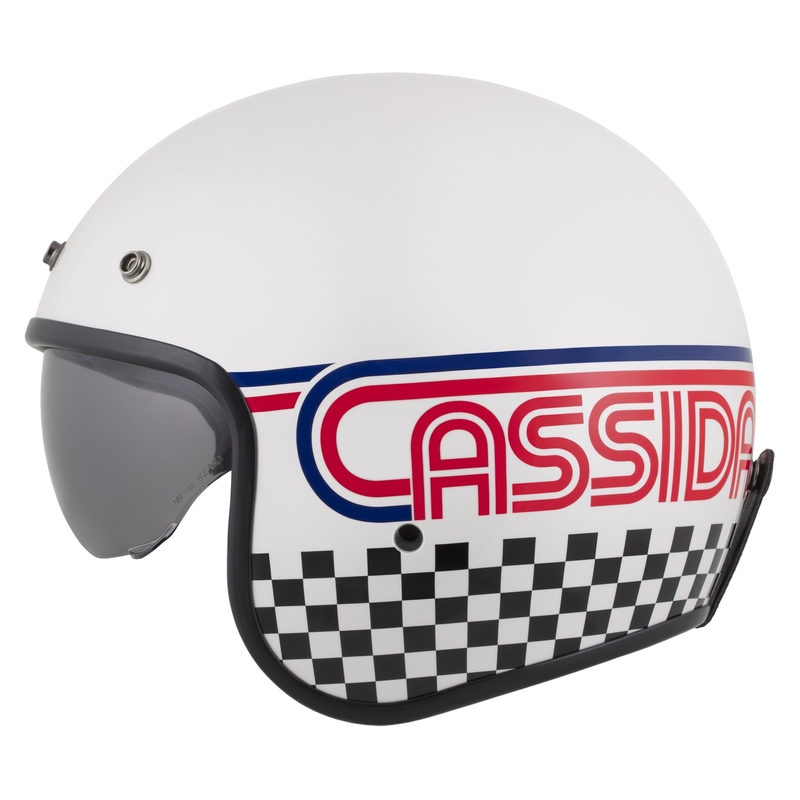 Casque moto jet Cassida Oxygen 2.0 Rondo, blanc perle, rouge, bleu et noir