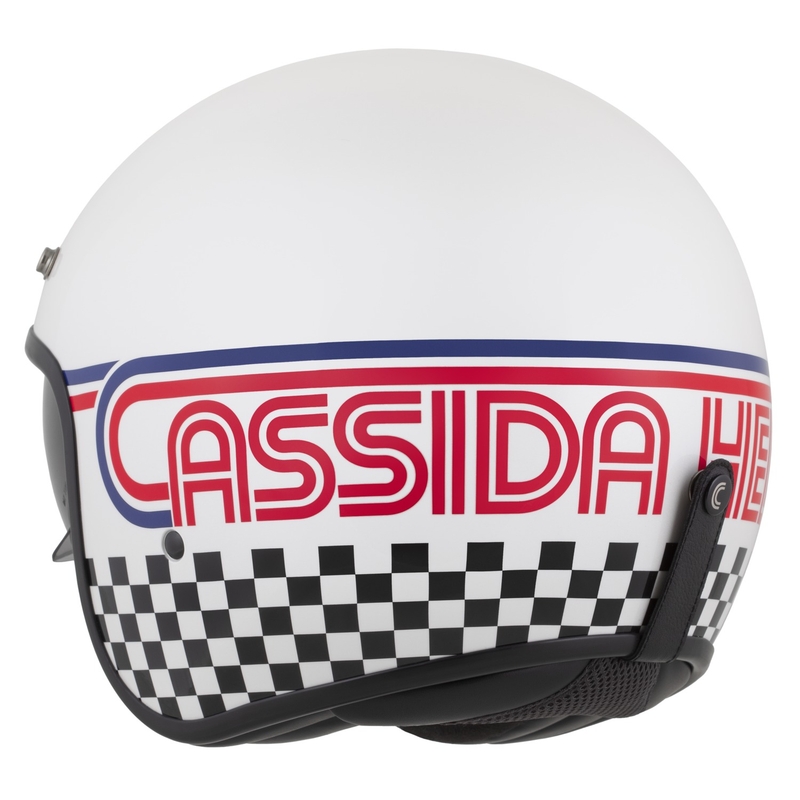 Casque moto jet Cassida Oxygen 2.0 Rondo, blanc perle, rouge, bleu et noir