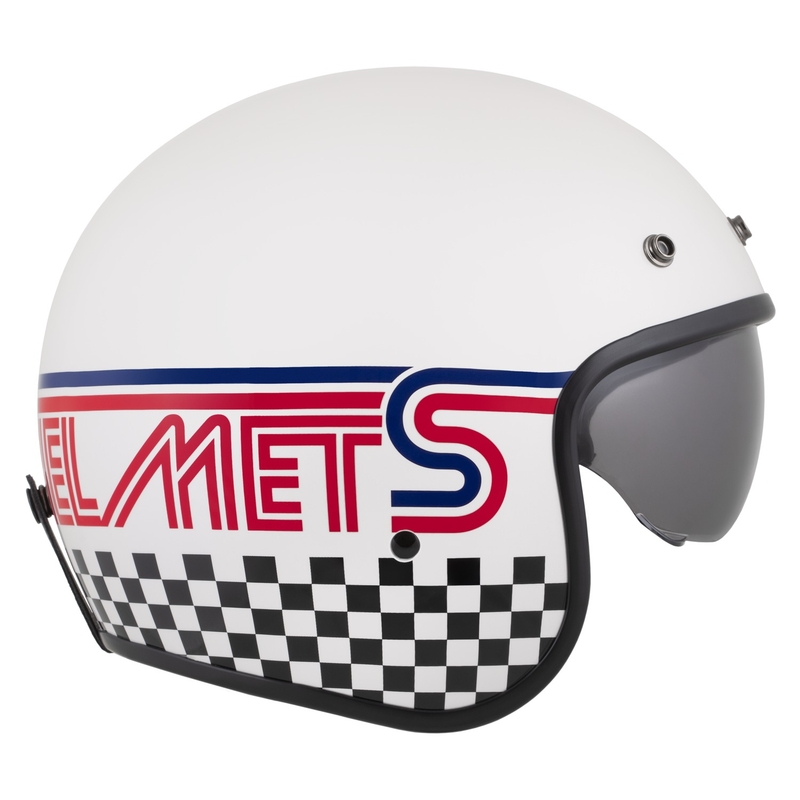 Casque moto jet Cassida Oxygen 2.0 Rondo, blanc perle, rouge, bleu et noir
