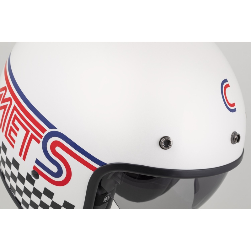 Casque moto jet Cassida Oxygen 2.0 Rondo, blanc perle, rouge, bleu et noir