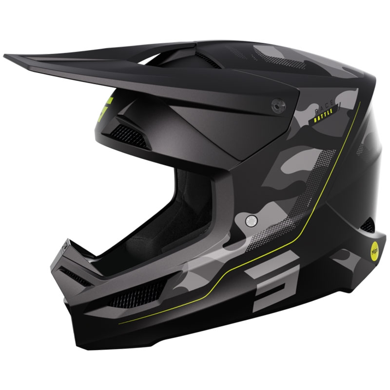 Casque Motocross Shot Race Battle Jaune Fluo Mat Vente soldes
