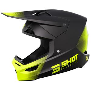 Casque de motocross Shot Race Raw noir-jaune fluo matt soldes