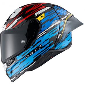 Casque moto intégral Nexx X.R3R Glitch Racer bleu-rouge