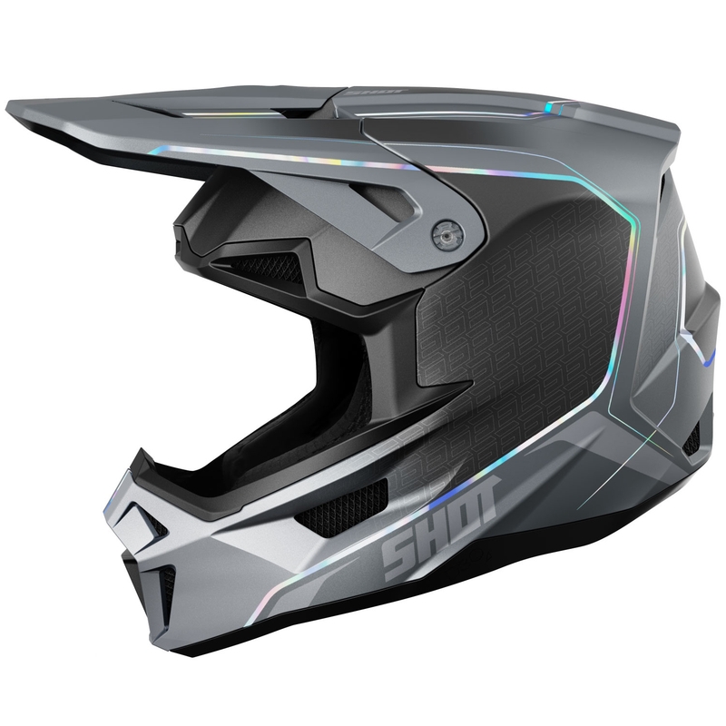 Casque cross Shot Lite Challenger gris perle holographique