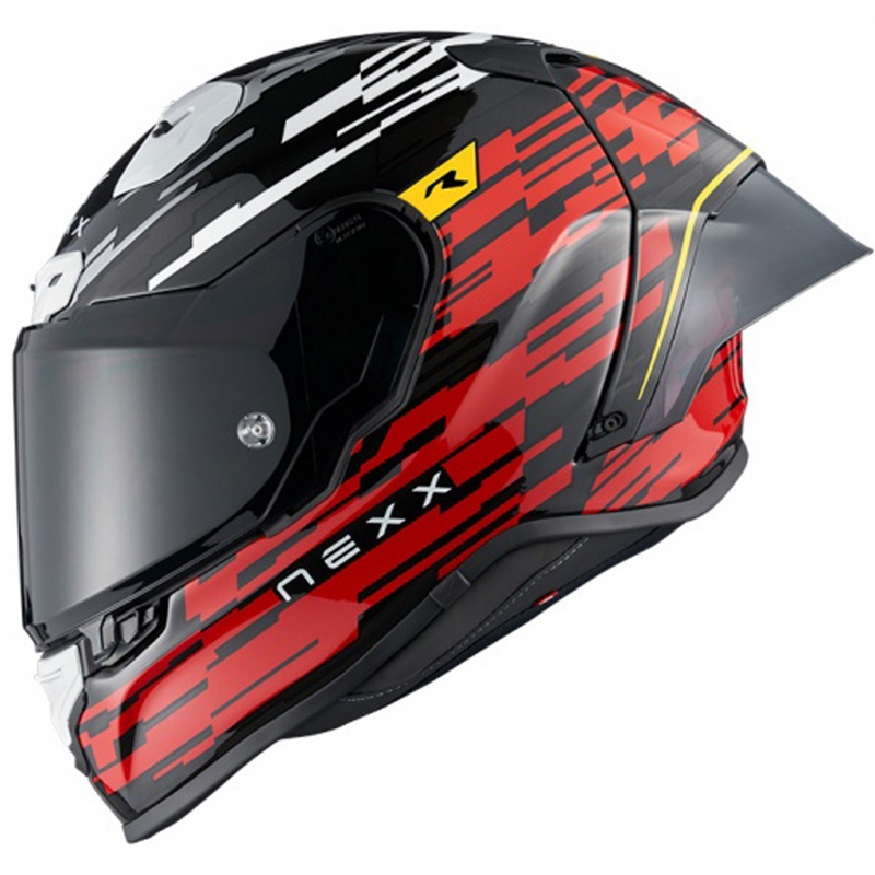 Casque moto intégral Nexx X.R3R Glitch Racer rouge et blanc soldes