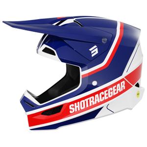 Casque cross Shot Race Mythic bleu-rouge brillant