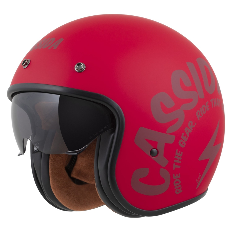 Casque moto ouvert Cassida Oxygen 2.0 Gear, rouge mat/rouge foncé