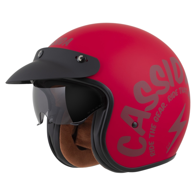 Casque moto ouvert Cassida Oxygen 2.0 Gear, rouge mat/rouge foncé