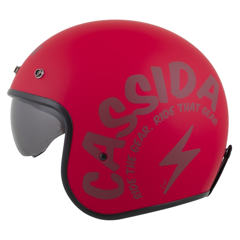 Casque moto ouvert Cassida Oxygen 2.0 Gear, rouge mat/rouge foncé