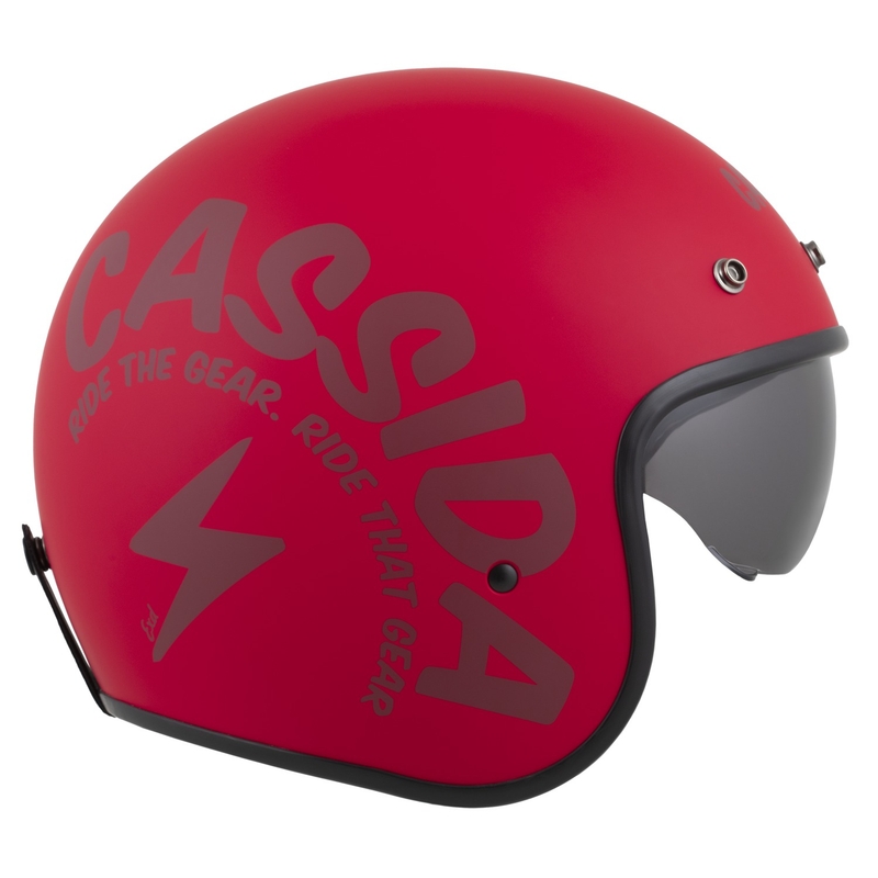 Casque moto ouvert Cassida Oxygen 2.0 Gear, rouge mat/rouge foncé