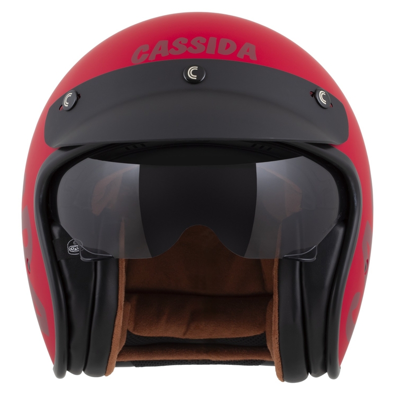 Casque moto ouvert Cassida Oxygen 2.0 Gear, rouge mat/rouge foncé