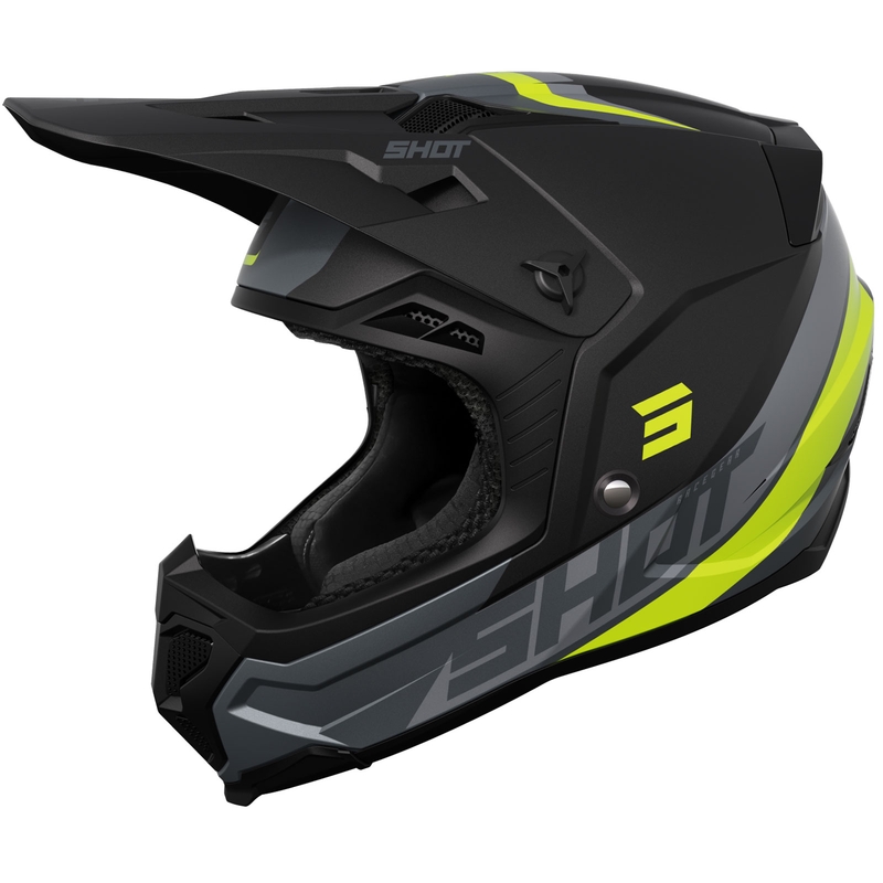 Casque cross Shot Core Custom noir-jaune fluo