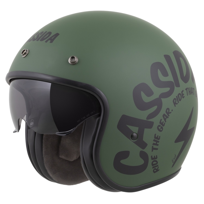 Casque moto ouvert Cassida Oxygen 2.0 Gear, vert mat et noir