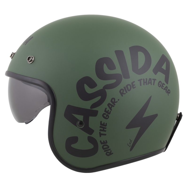 Casque moto ouvert Cassida Oxygen 2.0 Gear, vert mat et noir