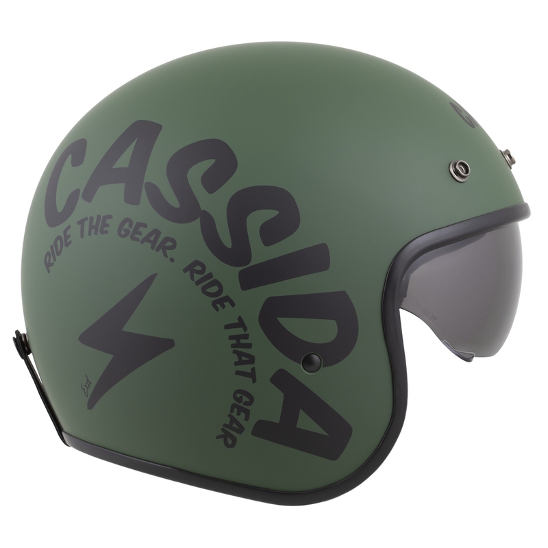 Casque moto ouvert Cassida Oxygen 2.0 Gear, vert mat et noir