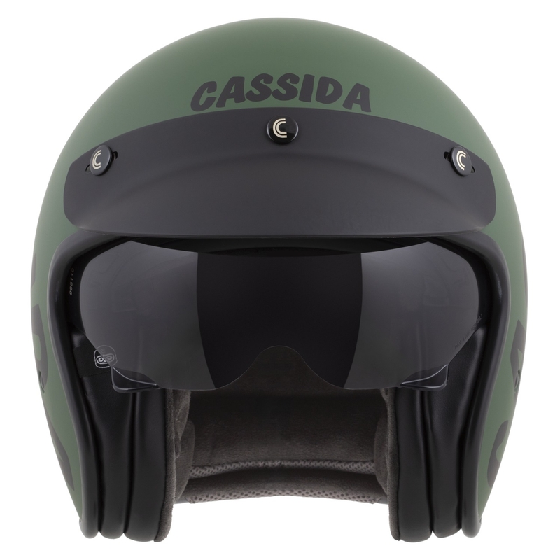 Casque moto ouvert Cassida Oxygen 2.0 Gear, vert mat et noir