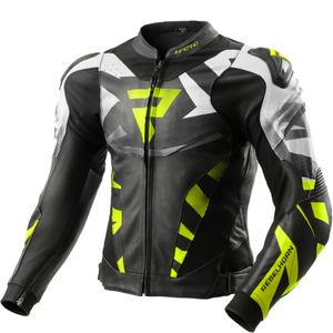 Blouson moto en cuir Rebelhorn Inferno noir-jaune fluo