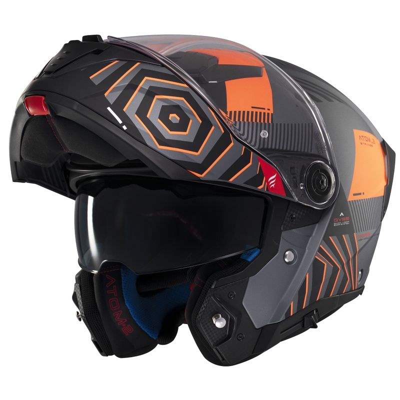 Casque moto modulable MT Atom 2 SV Strange gris-noir-orange
