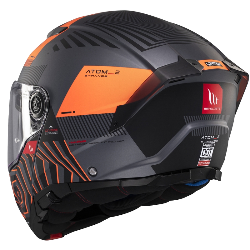 Casque moto modulable MT Atom 2 SV Strange gris-noir-orange