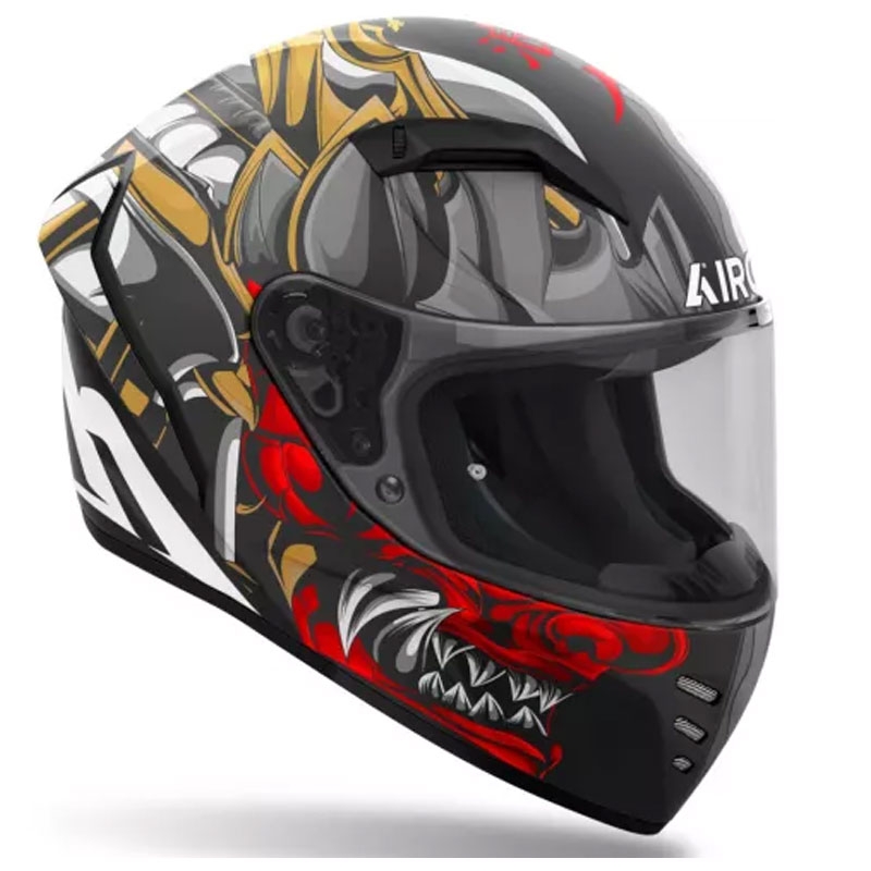 Casque moto intégral Airoh Connor Samurai noir-rouge-marron-gris mat