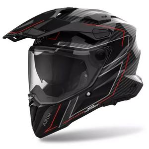 Casque moto enduro Airoh Commander 2 Carbon Stylish noir-rouge