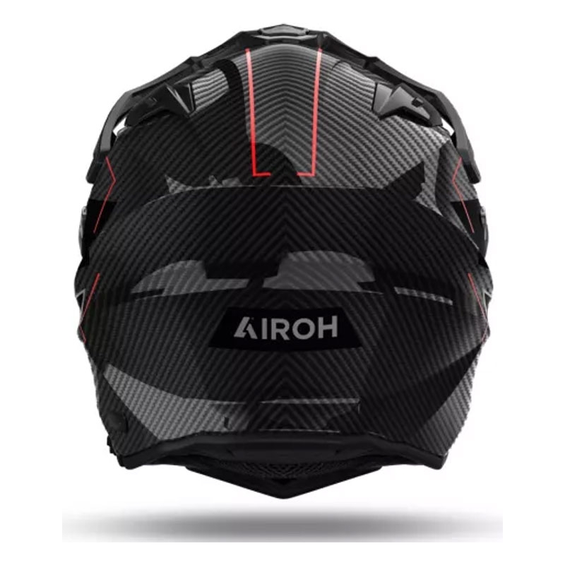 Casque moto enduro Airoh Commander 2 Carbon Stylish noir-rouge