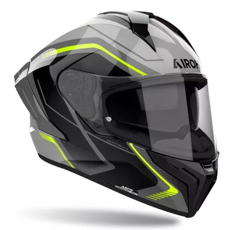 Casque moto intégral Airoh MATRYX Wide noir-gris-jaune
