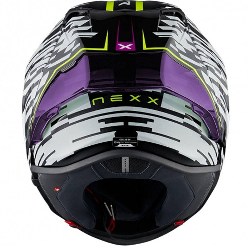 Casque moto intégral Nexx X.R3R Glitch Racer blanc-jaune fluo soldes