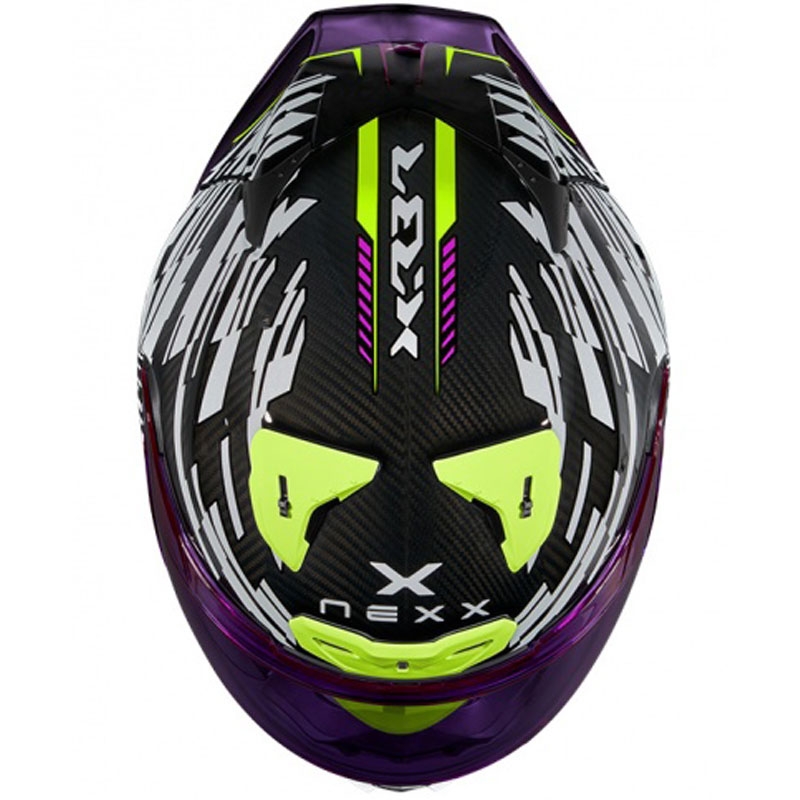 Casque moto intégral Nexx X.R3R Glitch Racer blanc-jaune fluo soldes