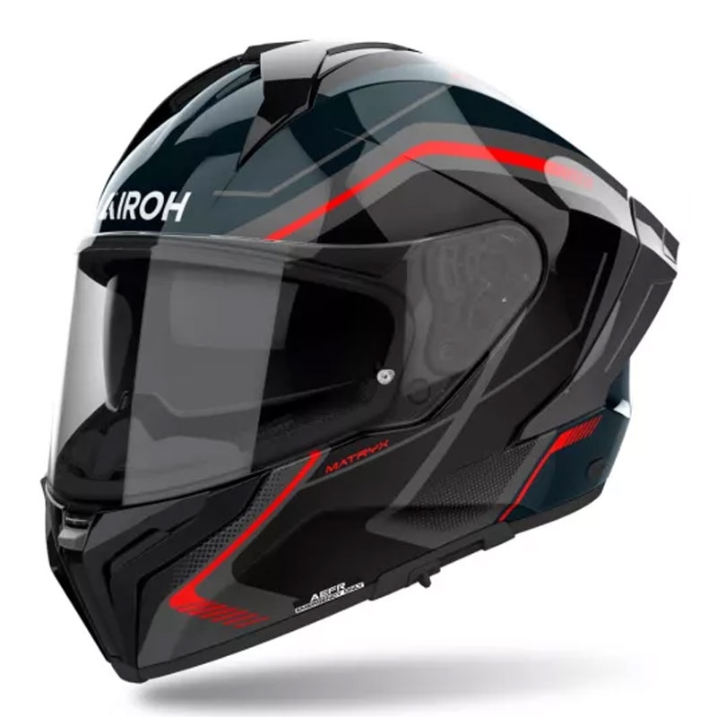 Casque moto intégral Airoh MATRYX Wide noir-gris-rouge