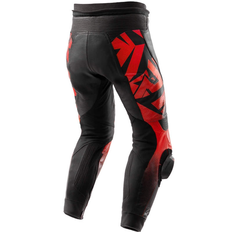 Pantalon de moto en cuir noir et rouge fluo Rebelhorn Inferno