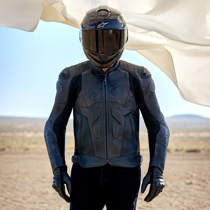 Blouson moto en cuir Alpinestars Dusk noir
